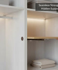 Hidden Shelf Bracket 0.47 Inch Width Slim Profile For Tight Spaces In Closets And Cabinets supporting wooden shelf