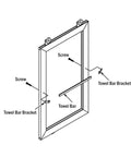 Diagram showing installation of Knockout Bright Chrome Towel Bar with mounting brackets for framed shower doors.