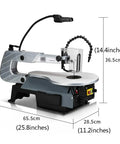 Heavy Duty Desktop Curve Saw Cuts Wood And Steel Without Breaking A Sweat Corded Electric Jig Tool with dimensions and light.