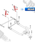 Rear Golf Cart Shock Absorbers Heavy Duty With Steel Springs And Matte Black End Links Solid Replacement Suspension Kit For Yamaha G16 G19 G22 G29 Gas Whips Ready To Roll, detailed diagram showing components.