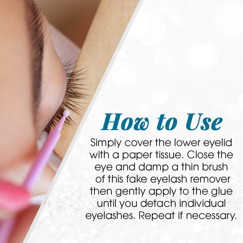 Close-up of lash removal using Lash Free Lash Remover Gel For Extensions And Adhesive Bonds - Gentle, Fast Dissolving Bond Breaker