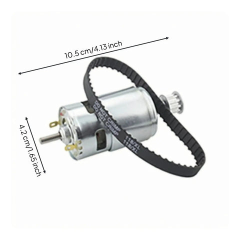 Spindle Drive Timing Belt Kit With Rounded Pulleys And Cogs Includes 795 Motor 5mm Pulley And 118XL Belt displayed with measurements