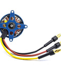 LE2204 1800KV Brushless Motor for RC Plane with 3.5mm Banana Plug Adapters, top view showing bolt pattern and wire connectors