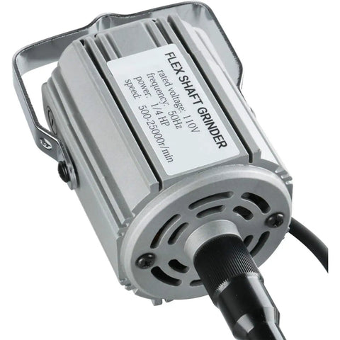 Badass 780W Flexible Shaft Hanging Grinder With Integrated Foot Pedal 25000 RPM Variable Speed Shop Grade Metalworking Rotary Tool close-up of motor.