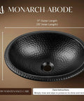 17 Inch Oval Drop In Matte Black Bathroom Sink With Hand Hammered Finish, Top Mount Vanity Sink For Countertop