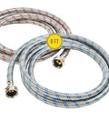 Eight Foot Braided Stainless Steel Washing Machine Hoses, Burst Proof Up To 1500 Psi, Two Pack, Color Coded Hot And Cold Lines