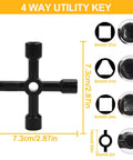 Water Meter Key 17 Inch With 4 Way Steel T Handle Shut Off Tool For Curb Main And Underground Mains Easy Access Durable Meter Shutoff Kit For Homeowners And Pros Heavy Duty Construction, black steel 4-way utility key, 7.3cm wide