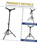 Portable Folding Snare Drum Stand With Heavy Duty Alloy Frame Multi Angle Adjustable Metal Mount Detachable Practice Rack For Drummers Black design with adjustable height from 68-99cm.
