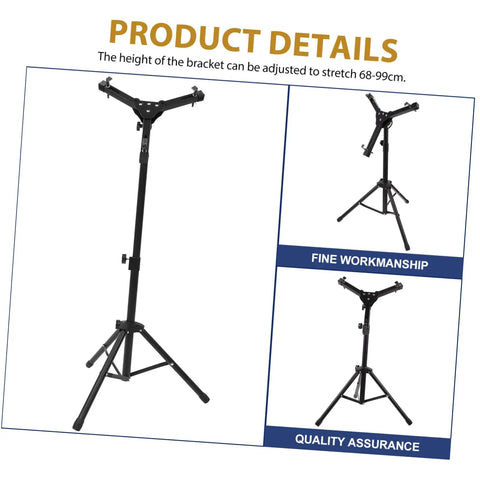 Portable Folding Snare Drum Stand With Heavy Duty Alloy Frame Multi Angle Adjustable Metal Mount Detachable Practice Rack For Drummers Black design with adjustable height from 68-99cm.