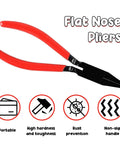 7-Inch Metal Hand Seamer For Bending And Flattening Sheet Metal with ergonomic anti-slip red handle, shown with features