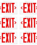 Six Pack Red LED Exit Signs Double Sided With 90 Minute Battery Backup For Emergency Exits High Visibility 6 Inch Letters Visible From 100 Feet With Arrow Knockouts And Durable Acrylic Faces For Long Term Hallway Safety six-pack red EXIT signs with arrows