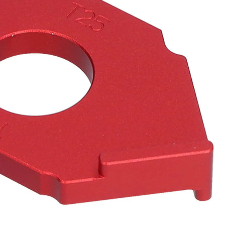 Heavy Duty Aluminum Alloy Radius Jig Router Templates 3 Piece Pack T25 guide close-up view showing precise T25 cut for woodworking.