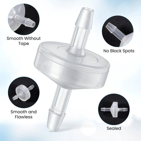 10-pack plastic check valve with hose barb, 1/8 in (3 mm) size, one-way valve for water/fuel/air/gas