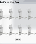 8 Pack Heavy Duty Slatwall Hooks Set Thick Steel Wall Hangers 1.4 Inch Long Slatwall Hook Tough As Nails Silver Finish