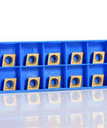 CNC Carbide Insert Cutter Set 10 Pcs Shape Indexable Lathe Milling Inserts With Storage Box Durable Premium Carbide Tips For Turning CCMT09T304 And CCMT32.5 in blue box.