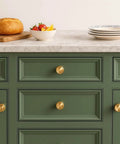 Champagne Bronze Cabinet Knobs Set Of 10 For Kitchen And Furniture, One And A Quarter Inch Single Hole Zinc Alloy Knobs on green drawers