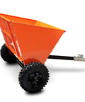 71 Gallon Tow Behind Sand And Salt Spreader For Snow And Ice Control With Adjustable Flow Heavy Duty Gravel Spreader, side view