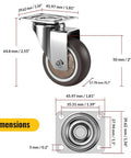 Dimensions of Heavy Duty 2 Inch Caster Wheels Set Of 4, Rubber Quiet Swivel Castors With Ball Bearings, Supports Up To 270 Lbs