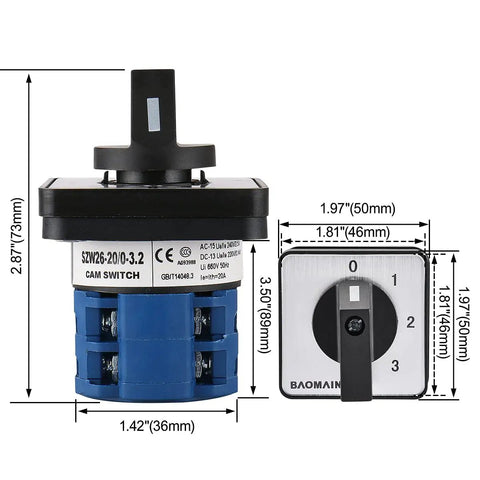 Beefy Rotary Cam Changeover Switch 20A 660V Four Position Selector Switch For Motor Control Power Distribution And Industrial Panels