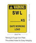 Yellow 30cm x 20cm warning sign for High Visibility Pro Grade 8 By 12 Aluminum Warning Sign For Safe Working Load Compliance In Lifting Equipment Ideal For Home Business Workshop And Industrial Settings Safety Reminder Plaque.