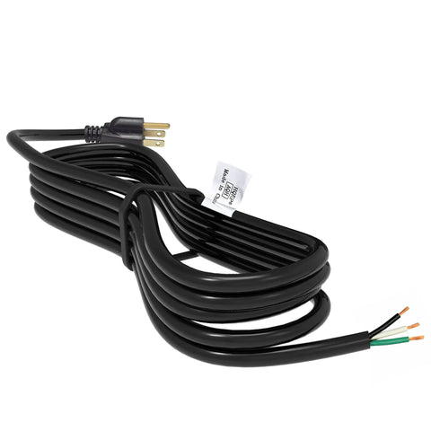 Heavy Duty 10 Ft Replacement AC Power Cord Featuring 18 AWG 3 Prong Wiring coiled in black, ideal for routers and sanders.