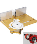 Heavy Duty Aluminum Trimming Flip Plate With Smooth Milling Guide Table Insert for woodworking with a router and control dials.