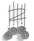 Slick Wall Mount Coat Rack With Sturdy Round Metal Hooks to Hang Your Daily Gear in the Entryway or Bedroom Closet Without Scratching Jackets No Hassle Heavy Duty Space Saving Decor with four metal hooks.