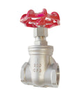 Stainless Steel Gate Valve 1 Inch NPT Female Thread Rotary Valve For Water Flow Control Air Switches Vapor Fuel Lines Sump Pumps And Air Compressors 304 Grade DN25 Heavy Duty High Flow with red handle.