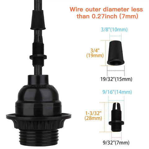 8 Pack E26 E27 Light Sockets In Black With Medium Screw Base And Shade Ring, Retro Edison Style Lamp Holders For DIY Pendant Lighting, Keyless Socket Covers, Replacement Parts For Craft Projects And Home Decor
