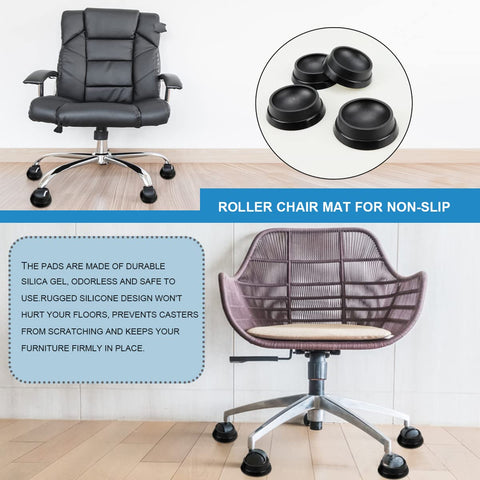 Four Pack Rubber Caster Cups for Furniture Wheels with Non Slip Grip Round Floor Protectors for Cribs Tables Chairs