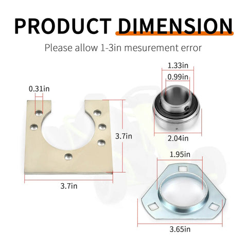 1 Inch Live Axle Bearing Kit dimensions for Go Karts Mini Bikes Trikes Off Road ATVs 3 Hole Flangette Mount Hangers