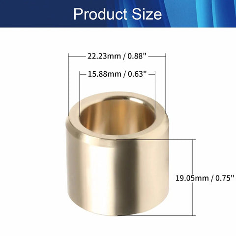 One Piece Copper Alloy Sleeve Bearing Five Eighths By Seven Eighths By One Three Quarters Inches with size measurements displayed.