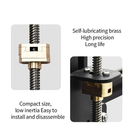 Smooth Upgrade For Your 3D Printer With These 2PC T8x8mm Oldham Couplings And Nuts For Ender3 Cr10 Z Axis Screws, brass on lead screw