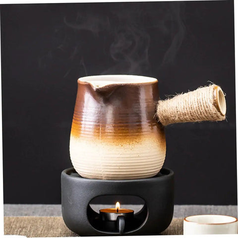 Turkish Coffee Pot Ceramic Milk Pan With Pour Spout Heat-Resistant Coarse Pottery For Tea And Coffee Elegant Gradient Design