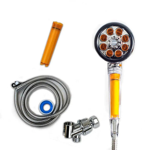 Vitamin C Shower Head With Inline Filter Handheld Lotus Style Water Purifier 2 Filters Included Removes Up To Ninety Nine Percent Chlorine And Chloramines