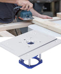 Heavy Duty Router Table Lift Kit With No Hassle Aluminum Flip Insert Plate and Quick Grip Wrench for Compatible 64 to 65 mm trim routers