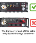 Two transceiver back panels showing compatible DC IN for Car Auxiliary 12V Power Plug Adapter Cable for Ham Radio.