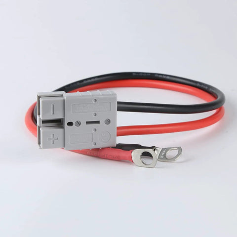 No Sweat 8AWG Charging Cables With 50 Amp M8 Connectors For LiFePo4 Lithium Batteries Boat Rv Forklift Snap And Go Power Transfer Wires shown with connectors and terminals.