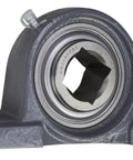 Drivetrain Disc Harrow Pillow Block Bearing With Triple Lip Seals Replaces TPBT60, 1-1/8 Inch Bore, angled front view.
