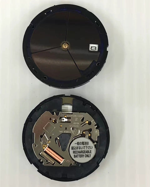 Solar Movement Replacement Kit With Black Date Indicator At 3 O Clock For Seiko V157A Watches, close-up of VS42A movement