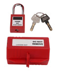 Solid as a Rock Electrical Plug Lockout Device for Industrial Tagout Safety Blocks 100 220V Plugs with 38 Millimeter Padlock Key and keys.