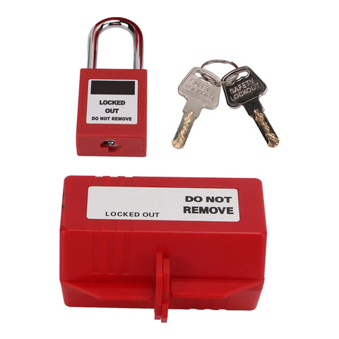 Solid as a Rock Electrical Plug Lockout Device for Industrial Tagout Safety Blocks 100 220V Plugs with 38 Millimeter Padlock Key and keys.