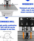 INTBUYING pneumatic hinge boring insertion machine on a metal workbench with dual drill heads and orange bits