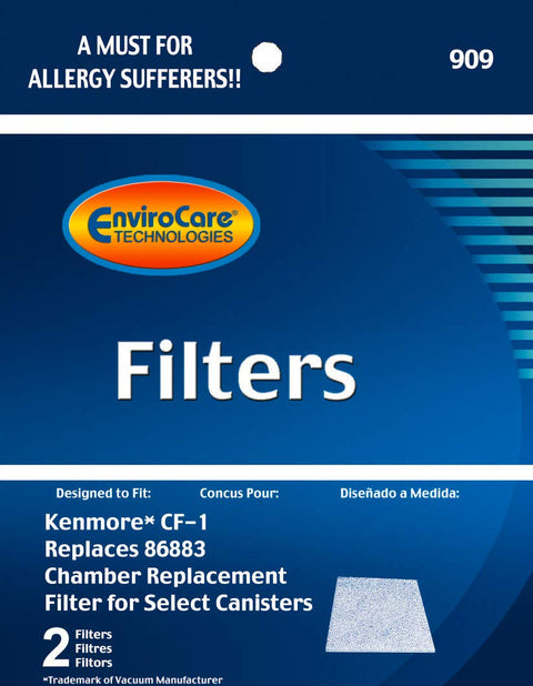 Top Notch Replacement Vacuum Filter Set For Kenmore, Sears Progressive CF1, Progressive And Whispertone And Panasonic Vacuums, Compatible With 86883, 86880, 20 86883, Includes Two Filters packaging