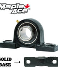Maple Ace pillow block bearing, UCP210-32, 2-in bore, 2-bolt, self-aligning, solid base, front view