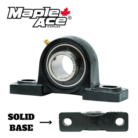 Maple Ace pillow block bearing, UCP210-32, 2-in bore, 2-bolt, self-aligning, solid base, front view