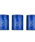 Three blue oil filters from All In One Oil Filter And Drain Plug Gasket Kit For Honda And Acura Cars, part of six piece set