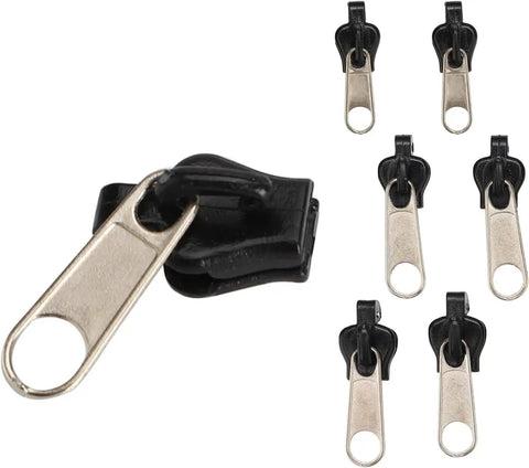 Six Piece Universal Zipper Repair Kit For Quick Fixes On Clothes Bags And Gear Includes Sliders Top And Bottom Stops Zipper Teeth Design