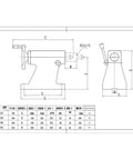 Technical drawing of Top Shelf Cnc Indexing Head Tail Top, dimensions and design specifications for heavy duty machining.