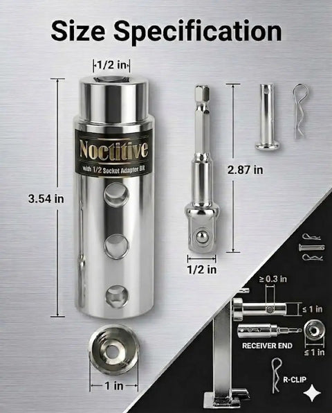 Size specifications of Trailer Jack Drill Adapter Kit 1 Inch Drive Shaft 2 In 1 For Cordless Drill And Ratchet Stainless Steel